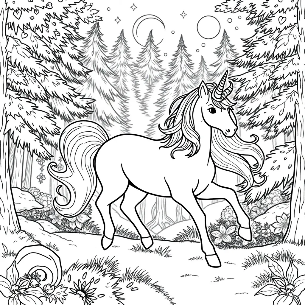 Unicorns coloring page