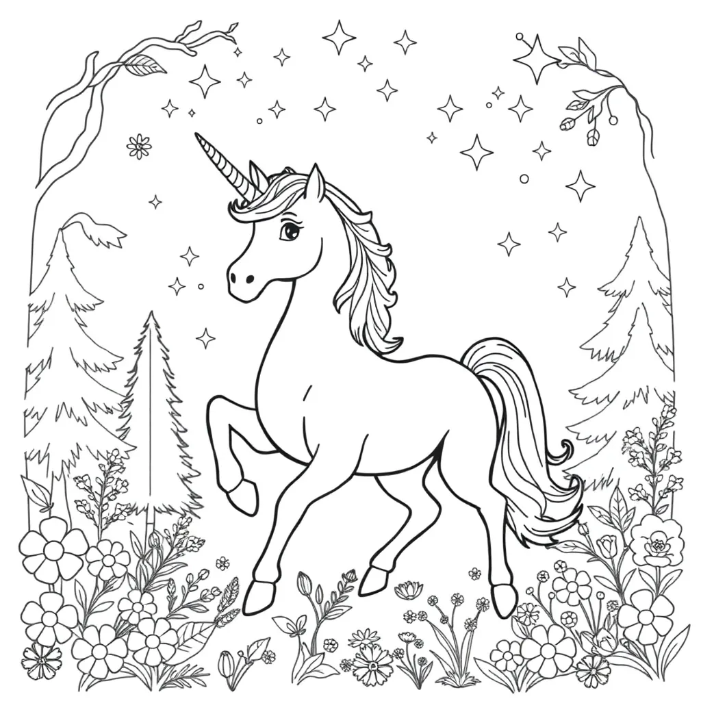 Unicorns coloring page