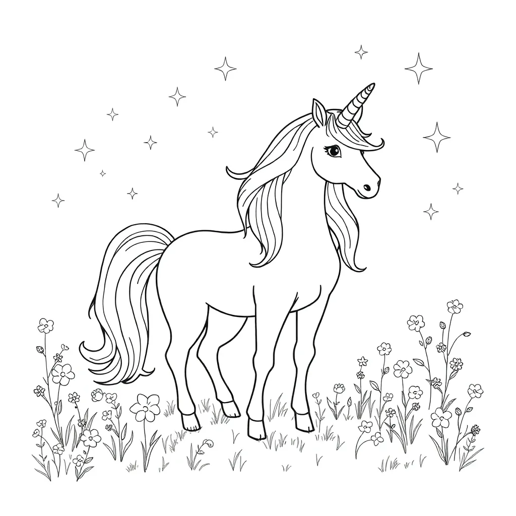 Unicorns coloring page