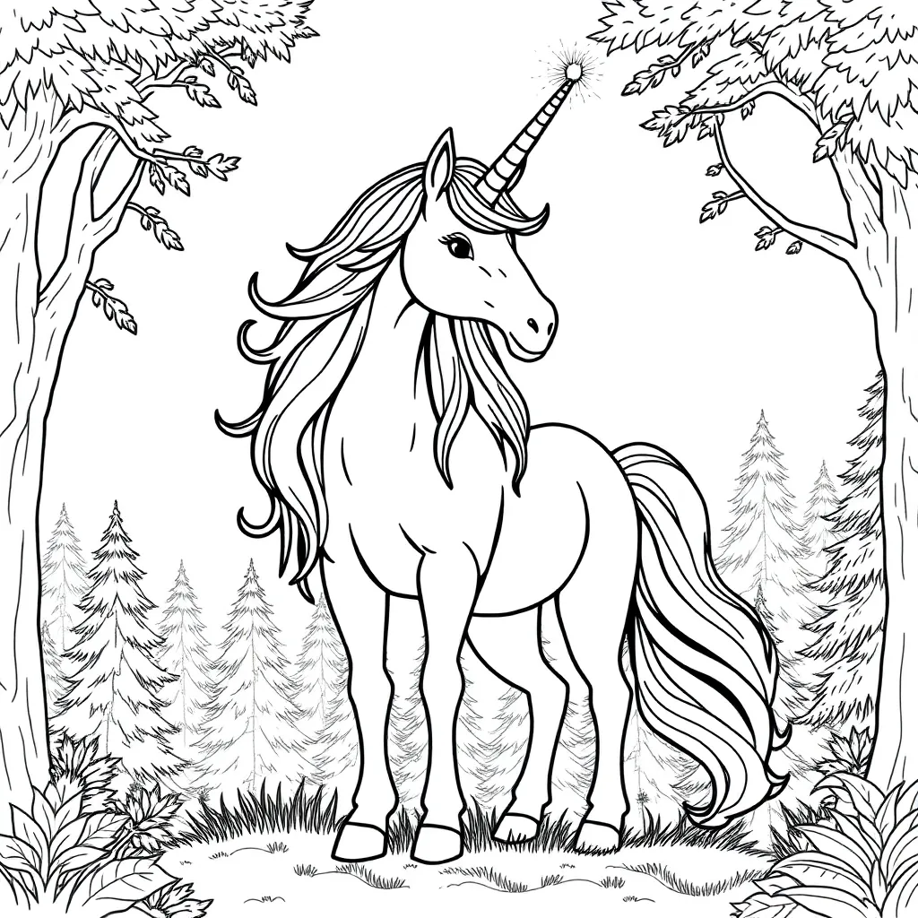Unicorns coloring page