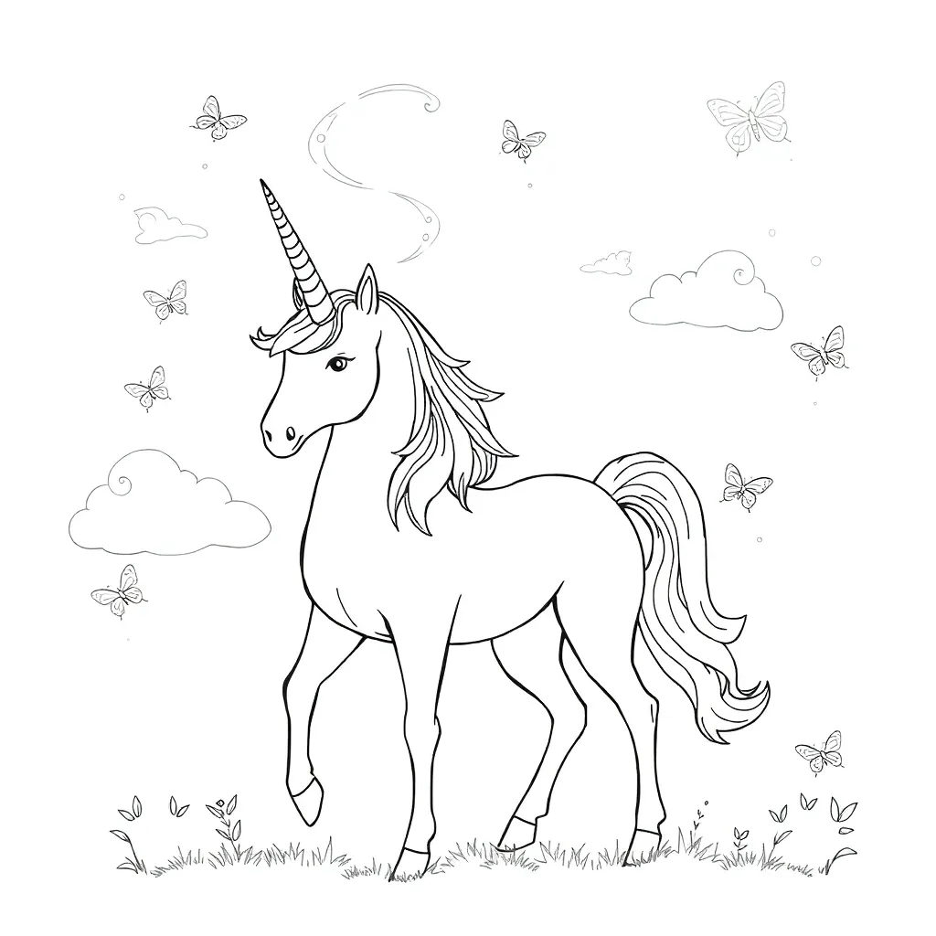 Unicorns coloring page