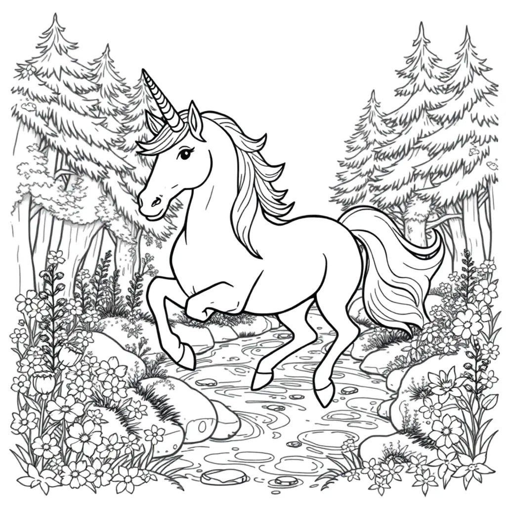 Unicorns coloring page