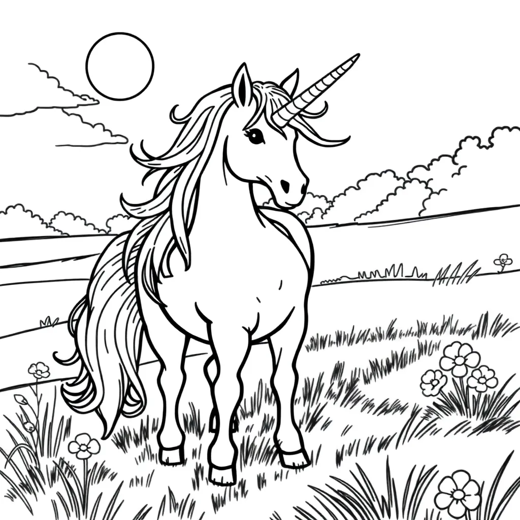 Unicorns coloring page