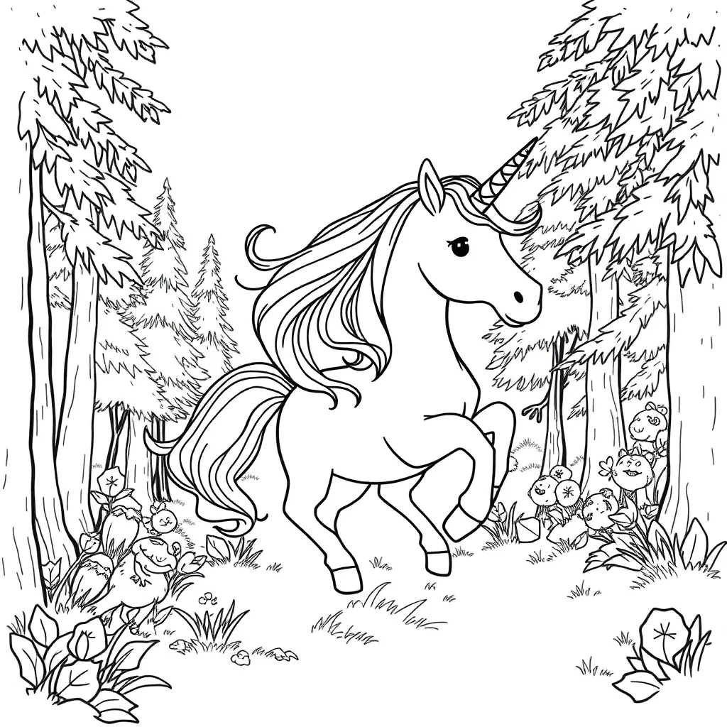 Unicorns coloring page