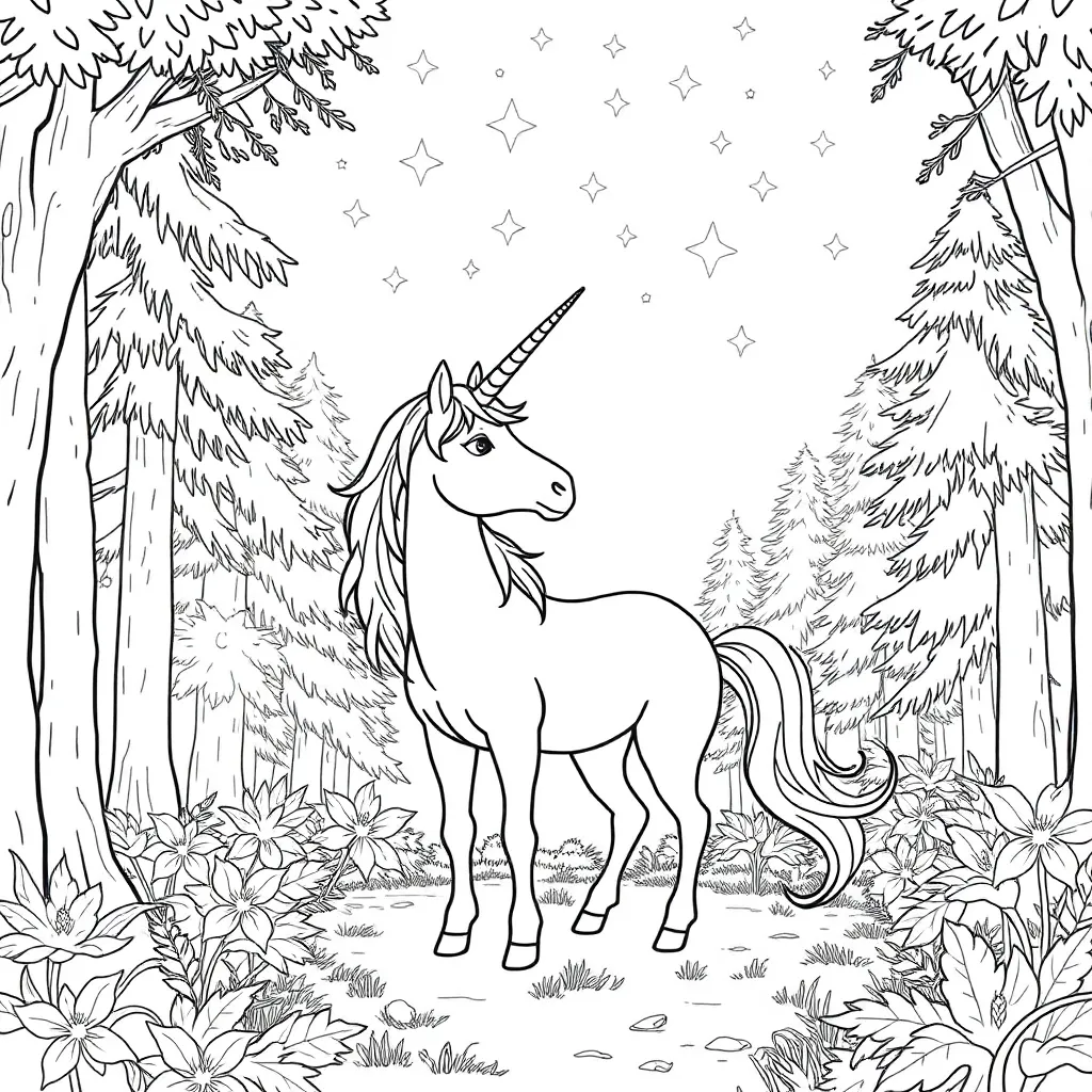 Unicorns coloring page