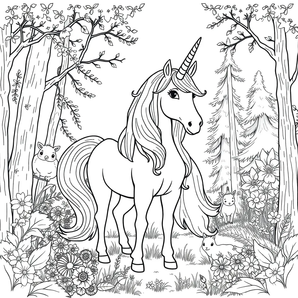 Unicorns coloring page