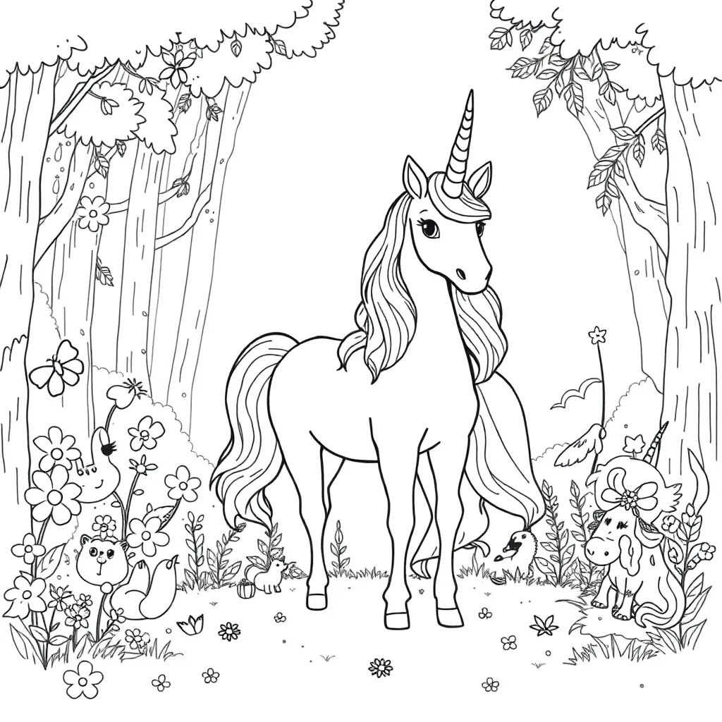 Unicorns coloring page