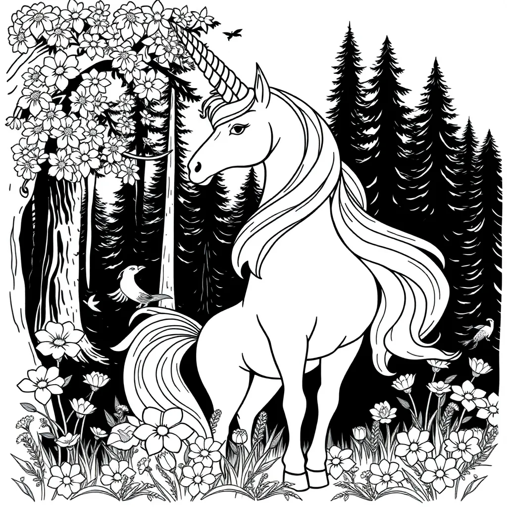Unicorns coloring page
