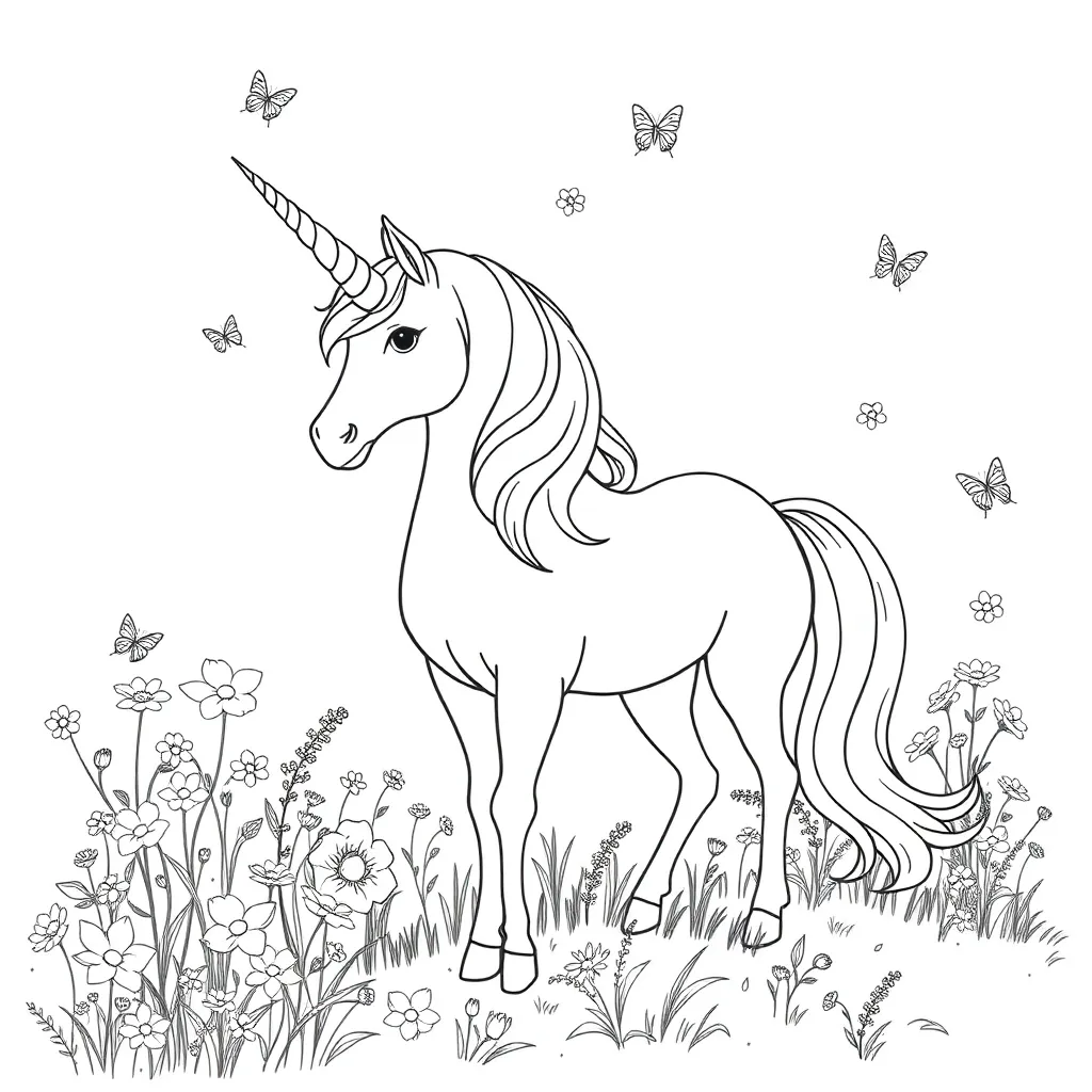 Unicorns coloring page