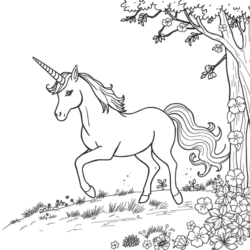 Unicorns coloring page