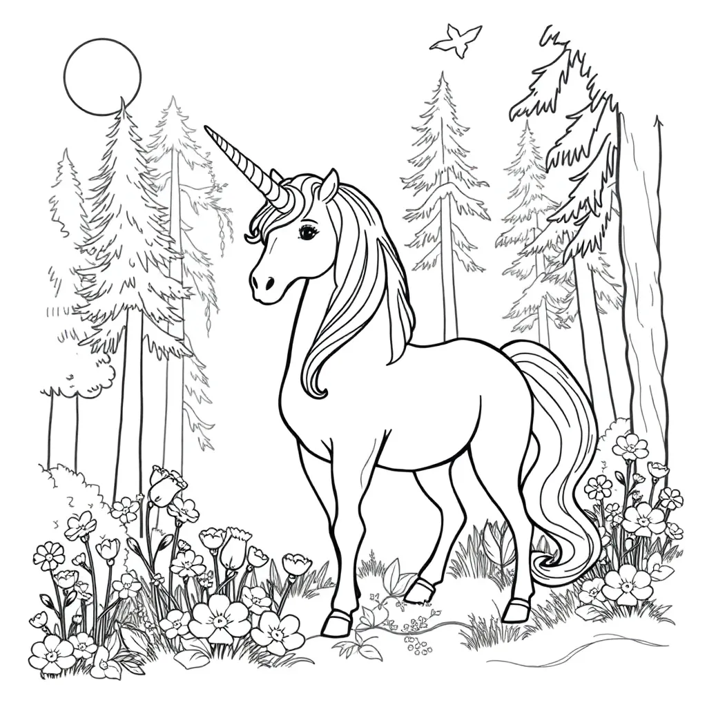 Unicorns coloring page