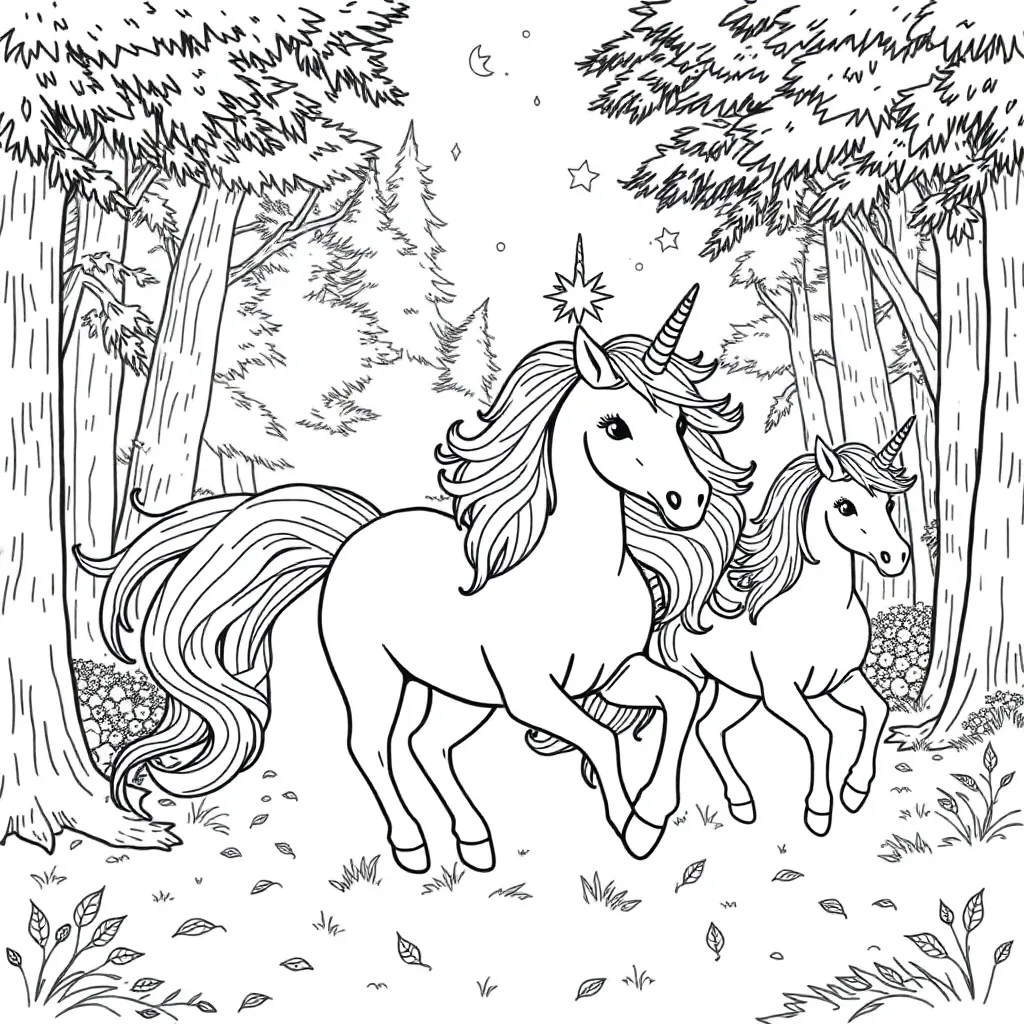 Unicorns coloring page