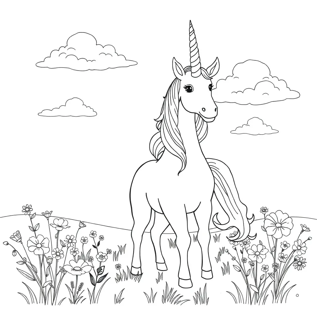 Unicorns coloring page