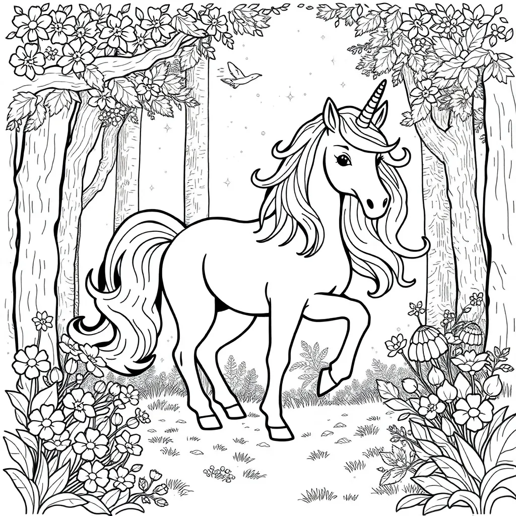 Unicorns coloring page