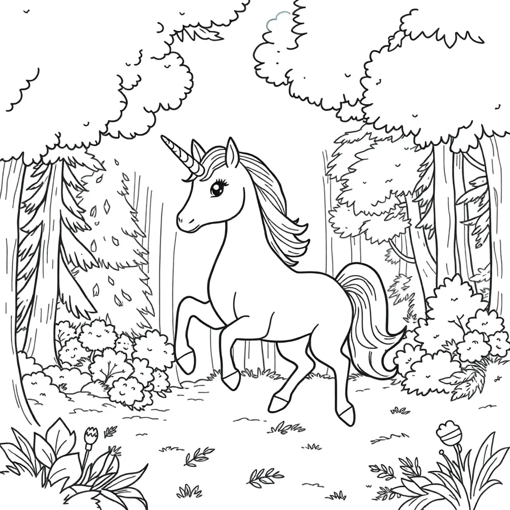 Unicorns coloring page
