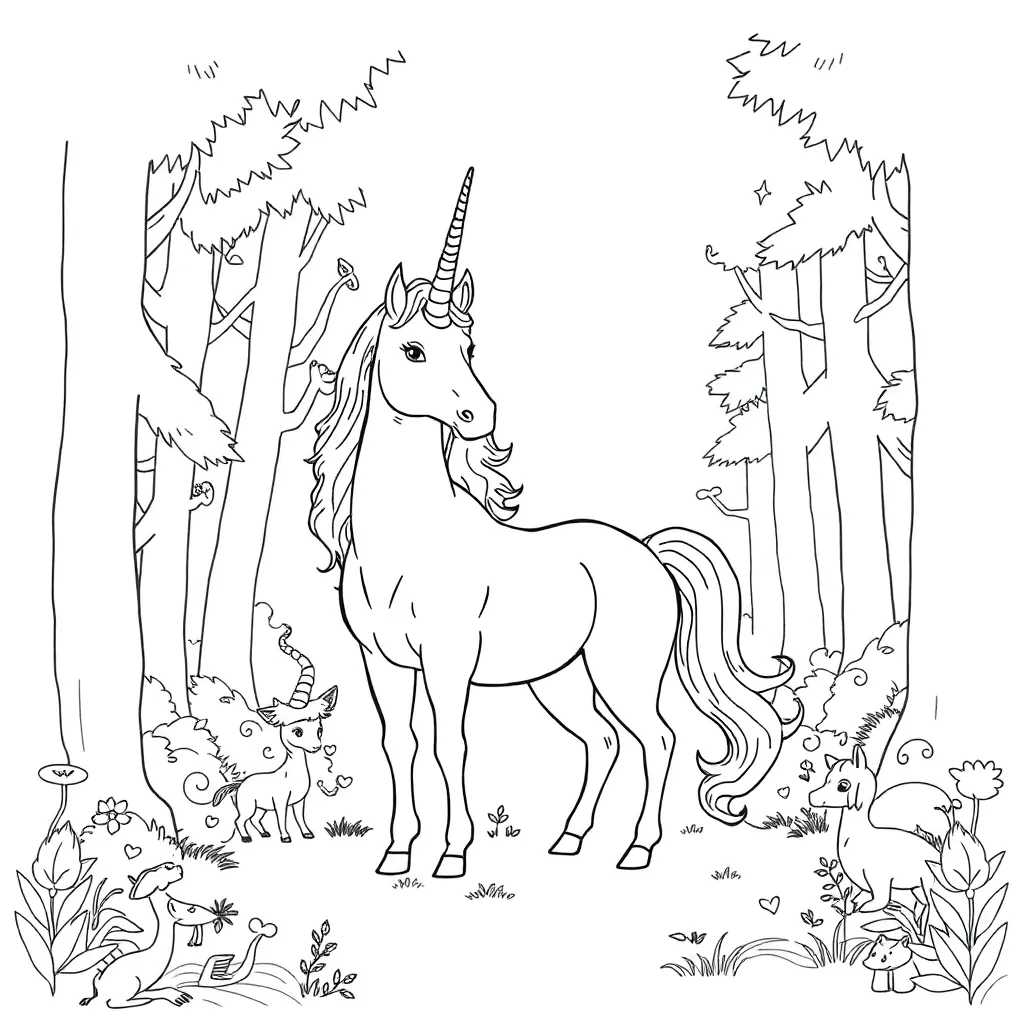 Unicorns coloring page