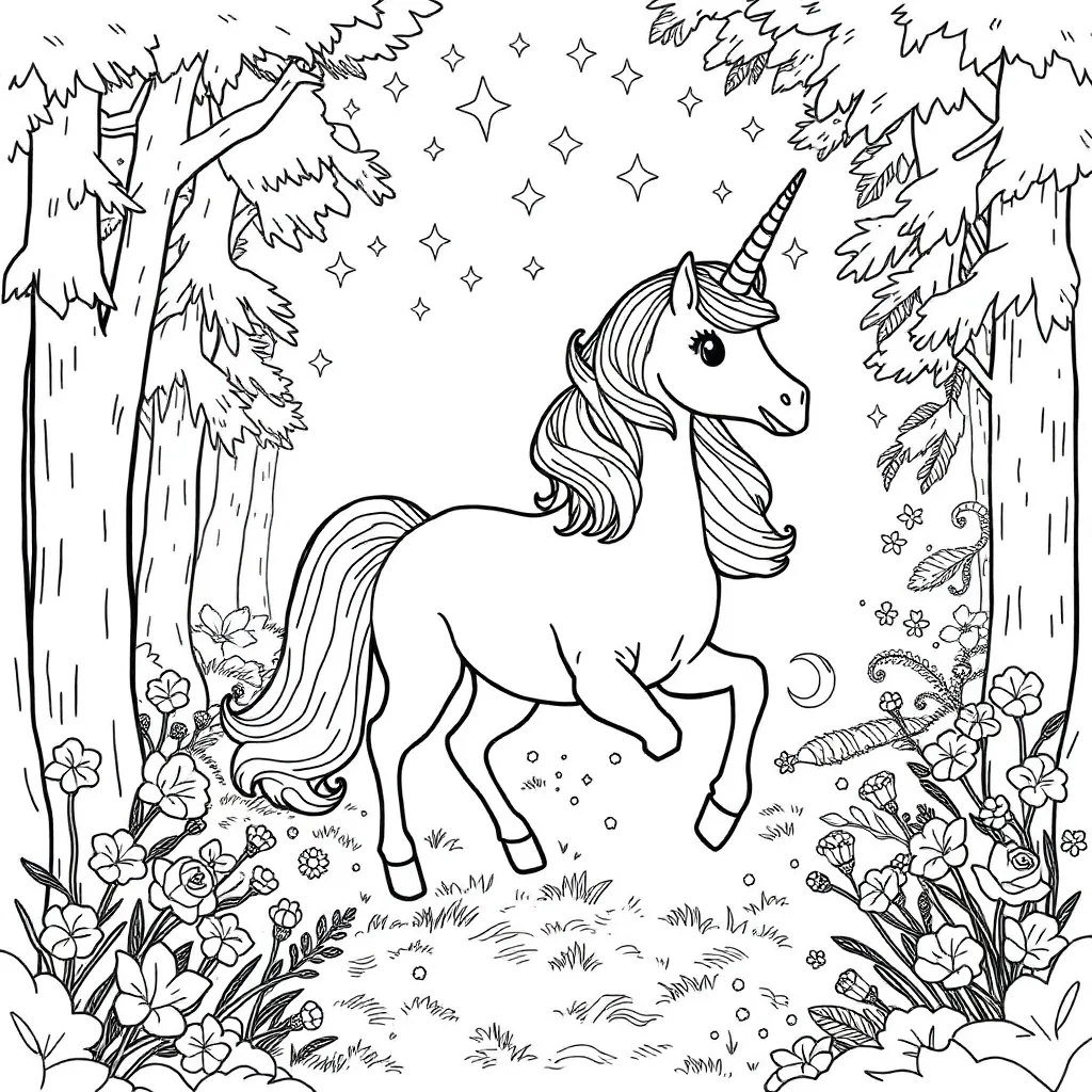 Unicorns coloring page