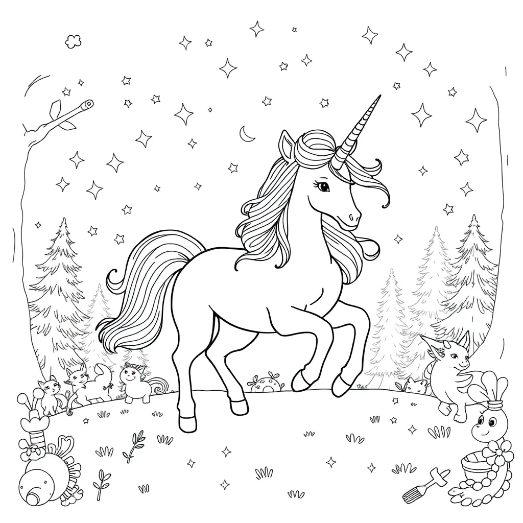 Unicorns coloring page