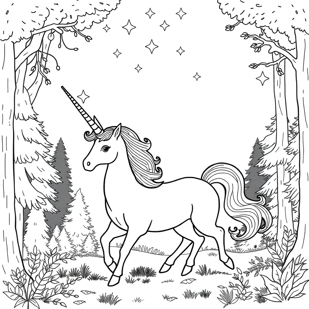 Unicorns coloring page