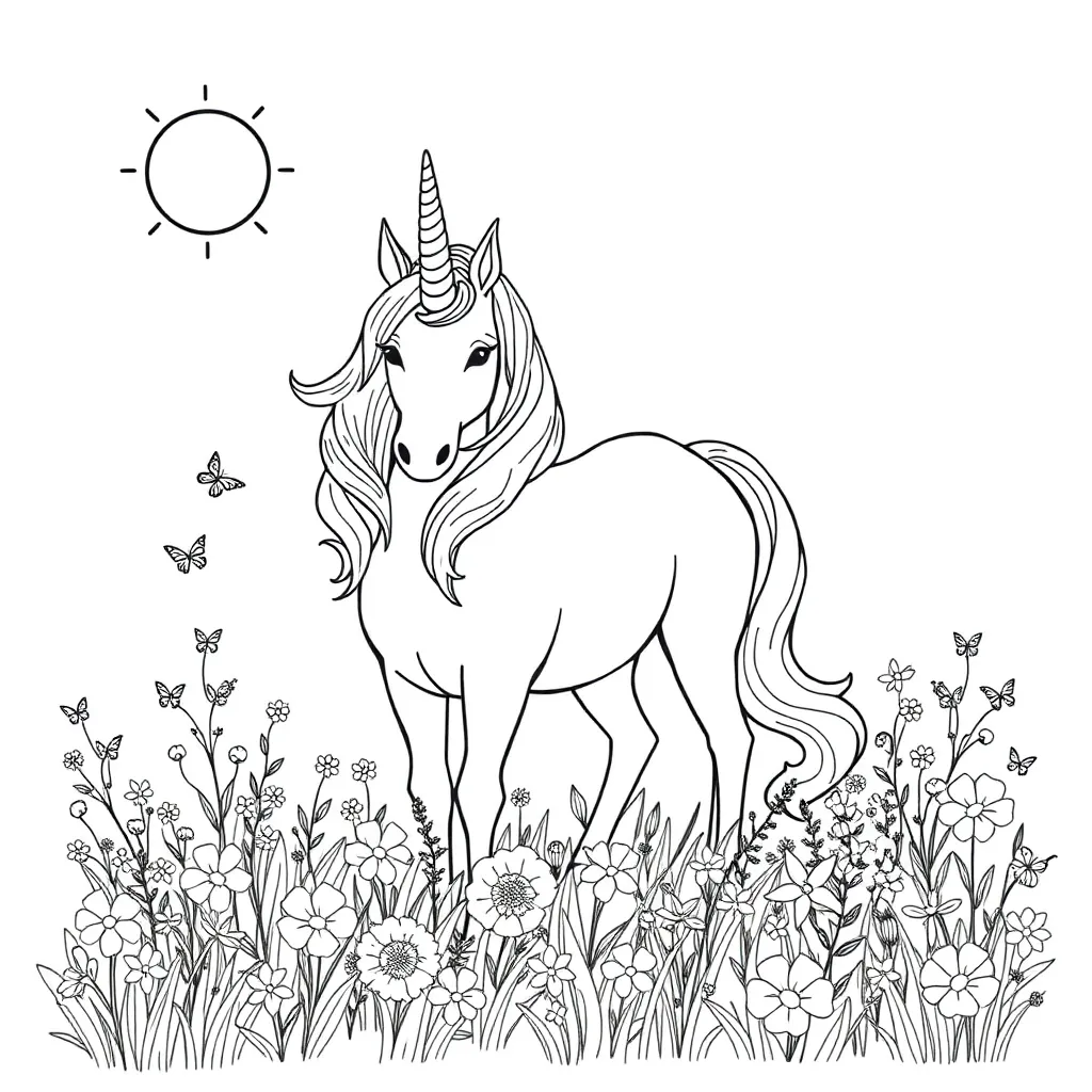 Unicorns coloring page