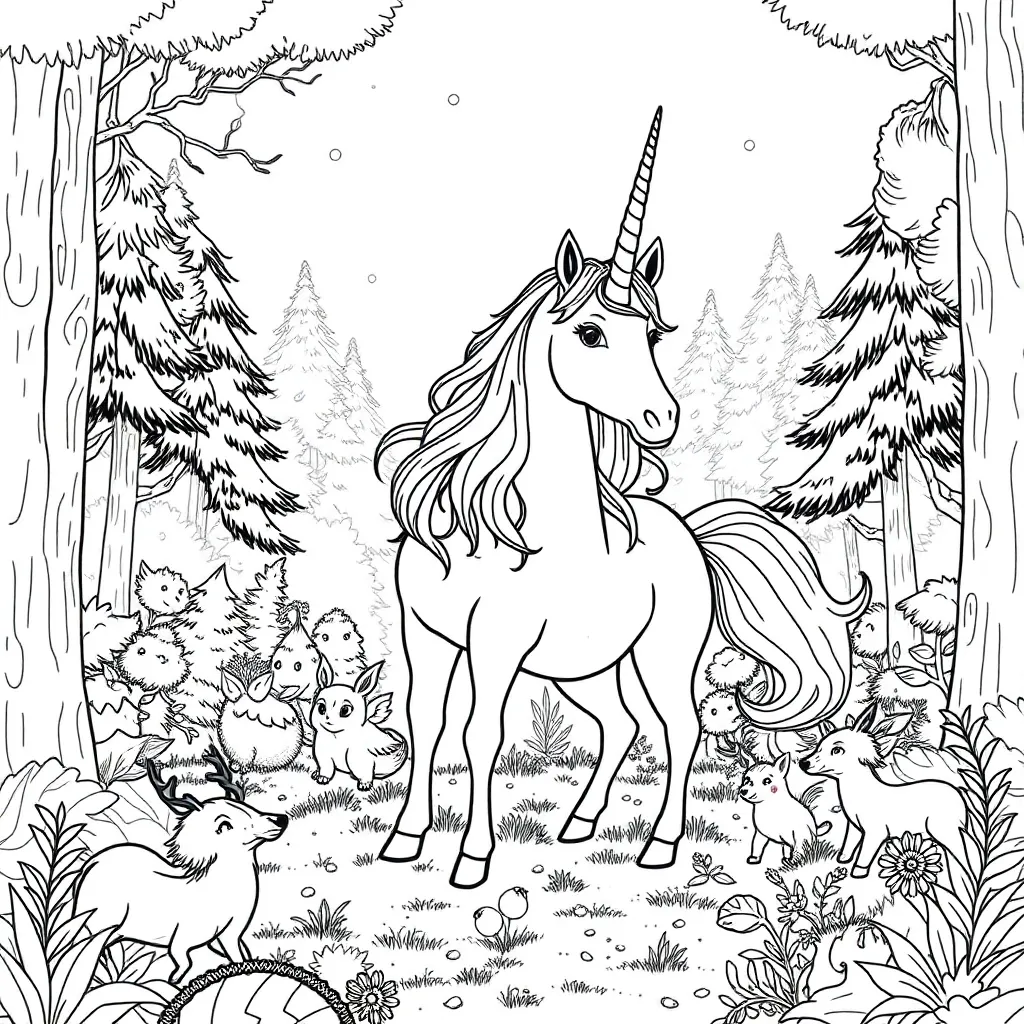 Unicorns coloring page