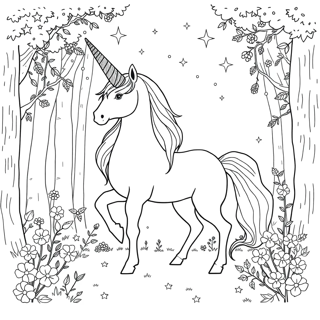 Unicorns coloring page