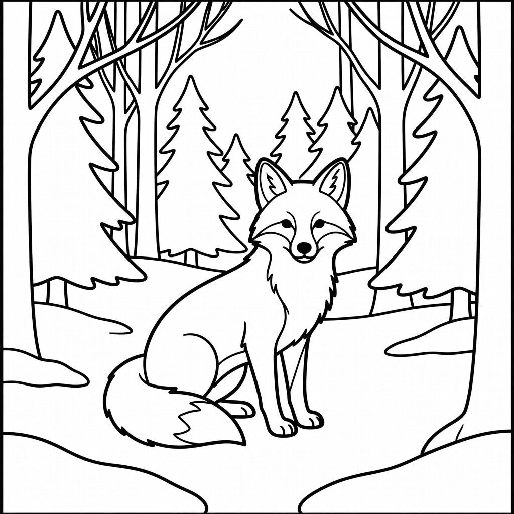 Winter Wildlife coloring page