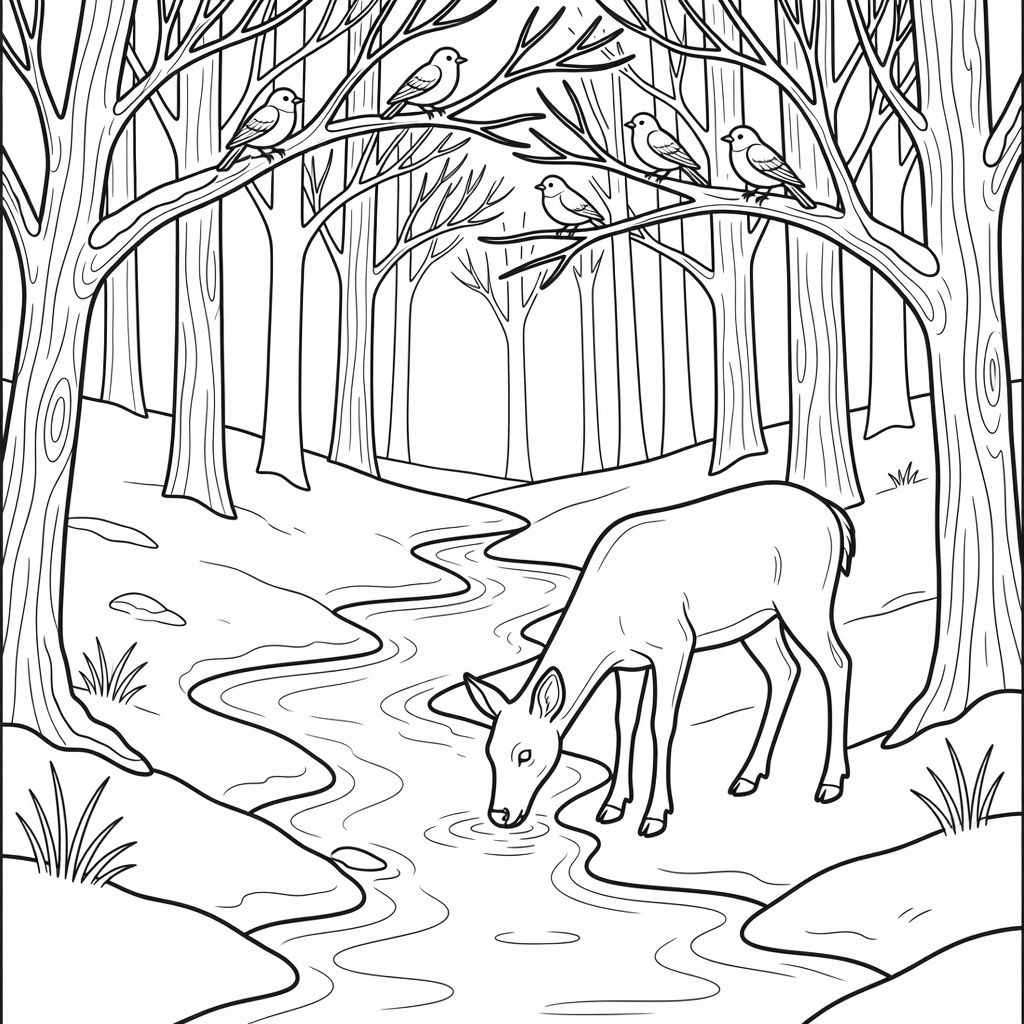 Winter Wildlife coloring page
