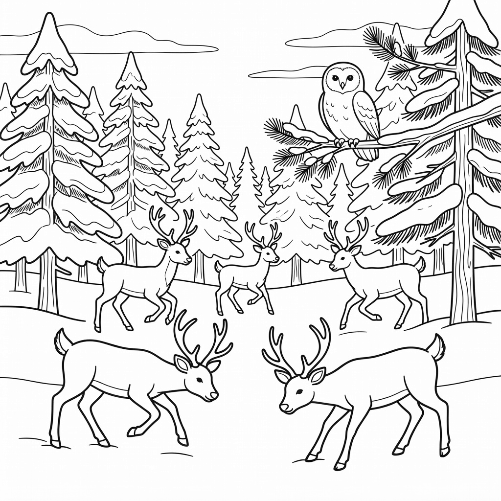 Winter Wildlife coloring page
