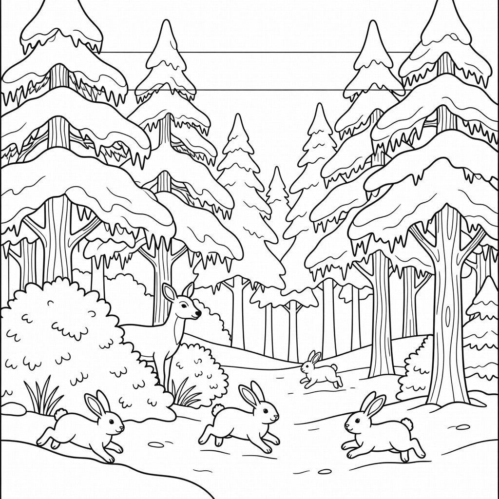 Winter Wildlife coloring page