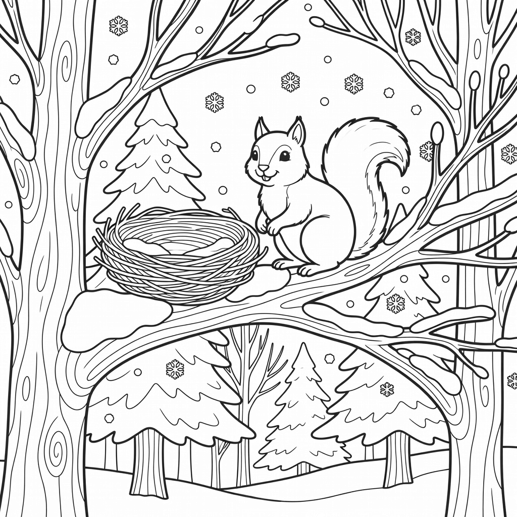 Winter Wildlife coloring page