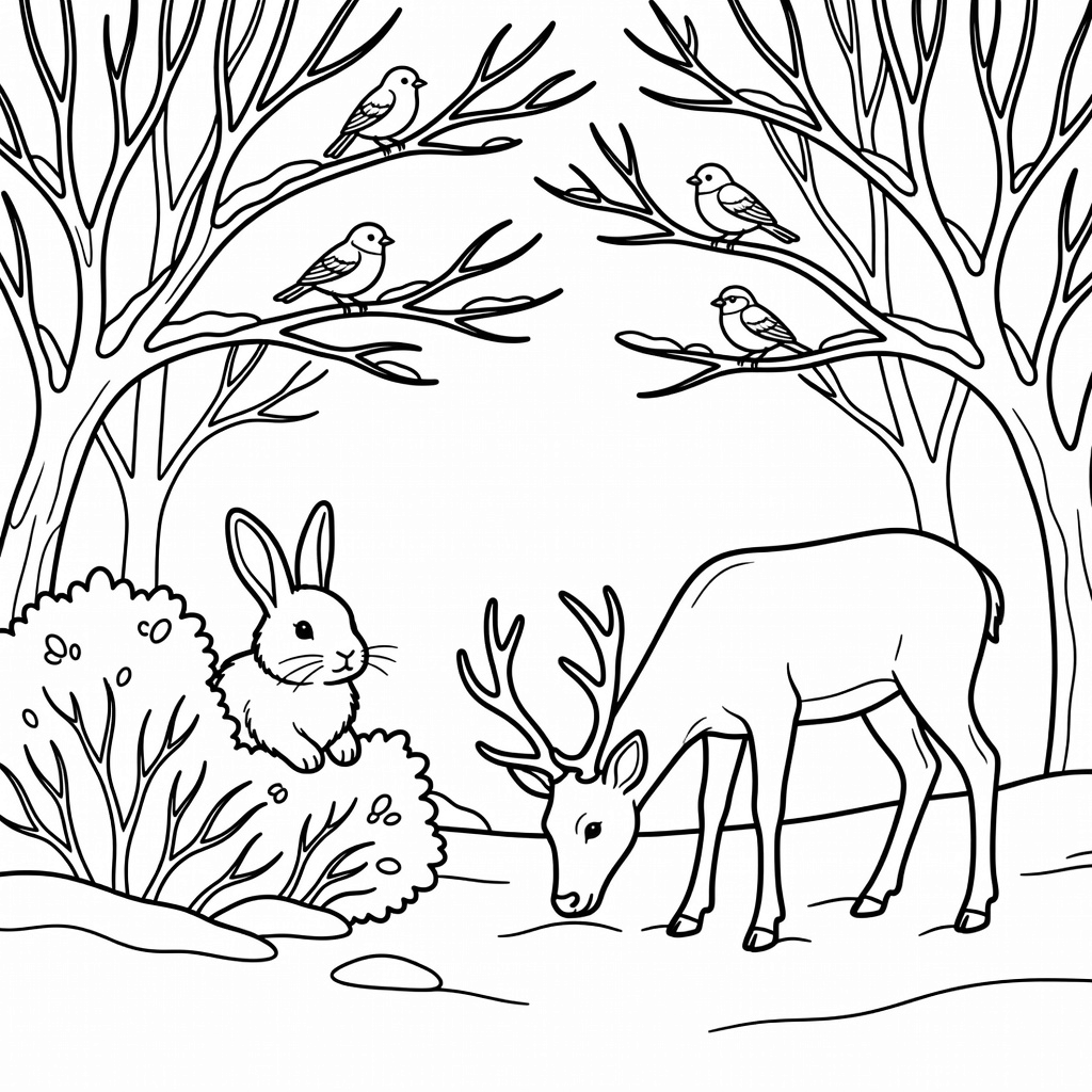 Winter Wildlife coloring page