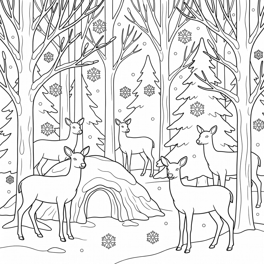 Winter Wildlife coloring page