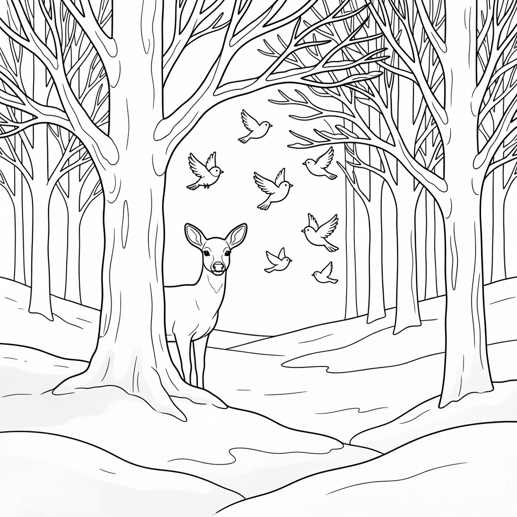 Winter Wildlife coloring page