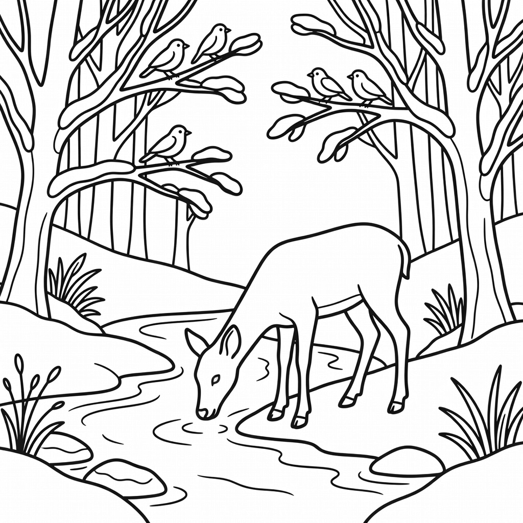 Winter Wildlife coloring page