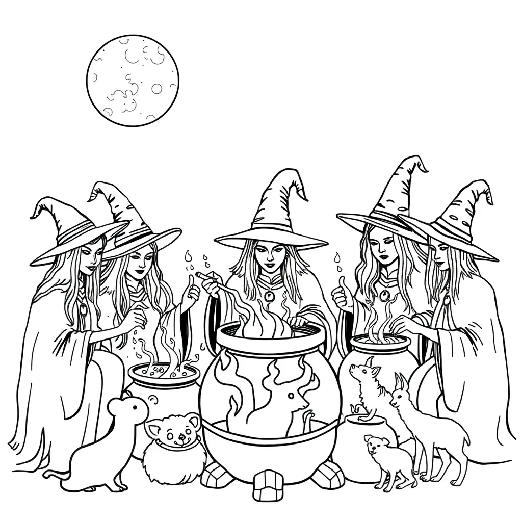 Witches coloring page