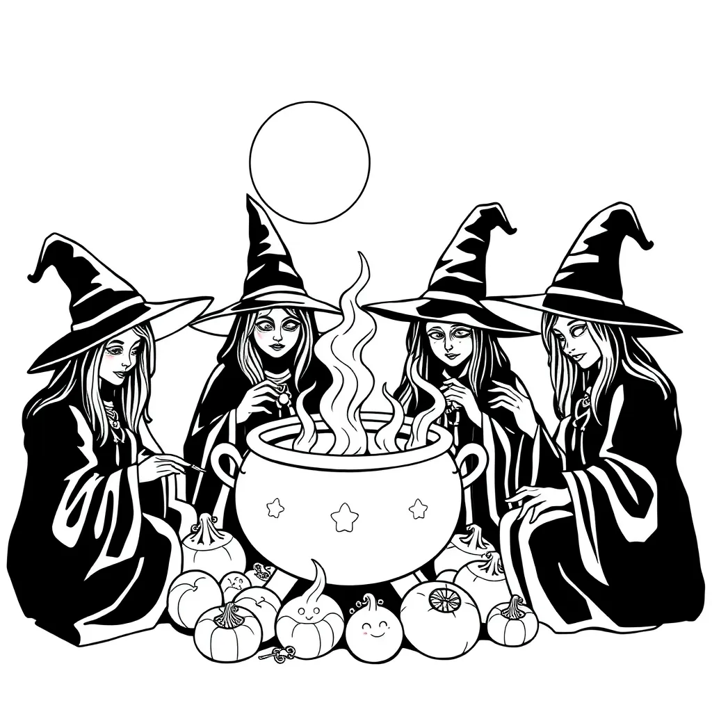 Witches coloring page