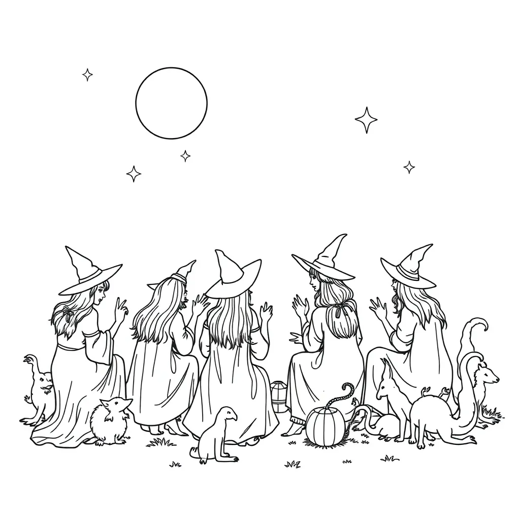 Witches coloring page