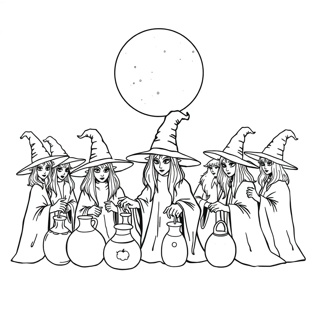 Witches coloring page