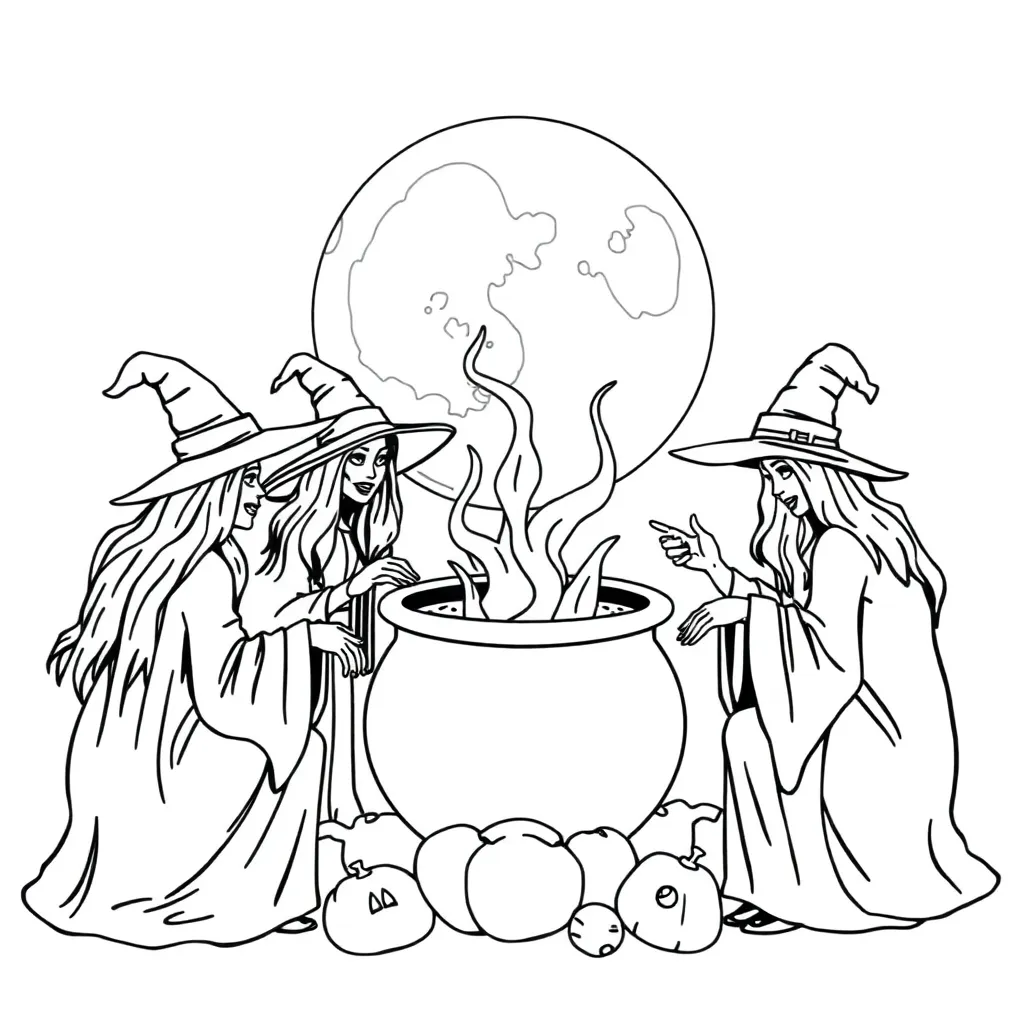 Witches coloring page