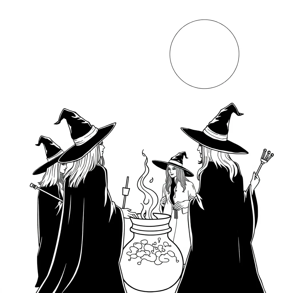 Witches coloring page