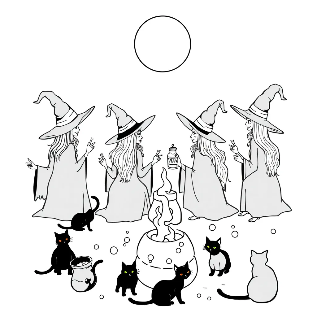 Witches coloring page