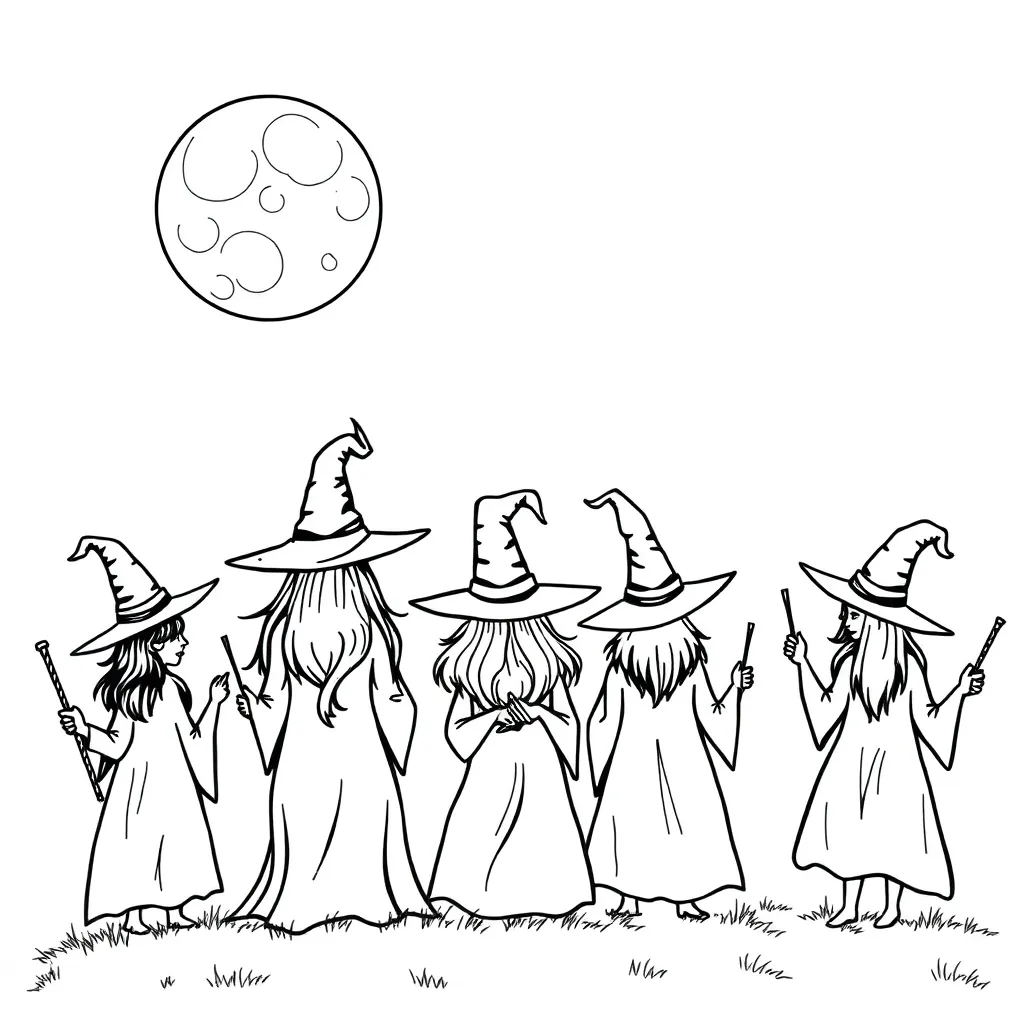 Witches coloring page