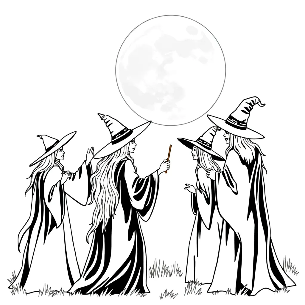 Witches coloring page