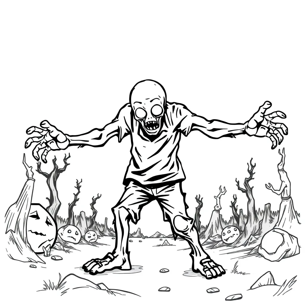Zombie coloring page